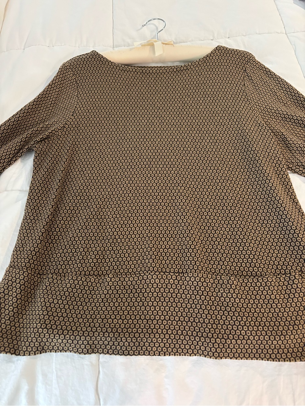 J. Jill Brown and Black Geometric Print Blouse